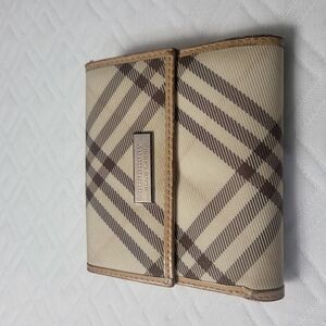 Burberry Beige and Brown Check Wallet